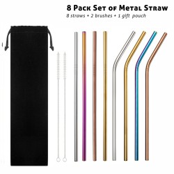 SMS06 8 Pack Metal Straws...