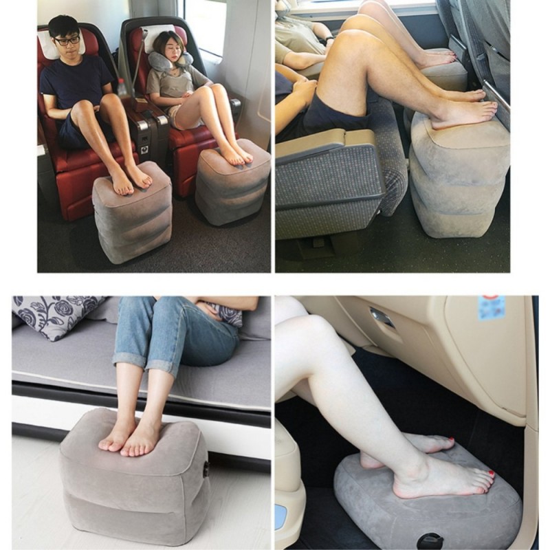 Inflatable Portable Travel Foot Leg Rest Pillow with Built-in air Pump fr  Travel