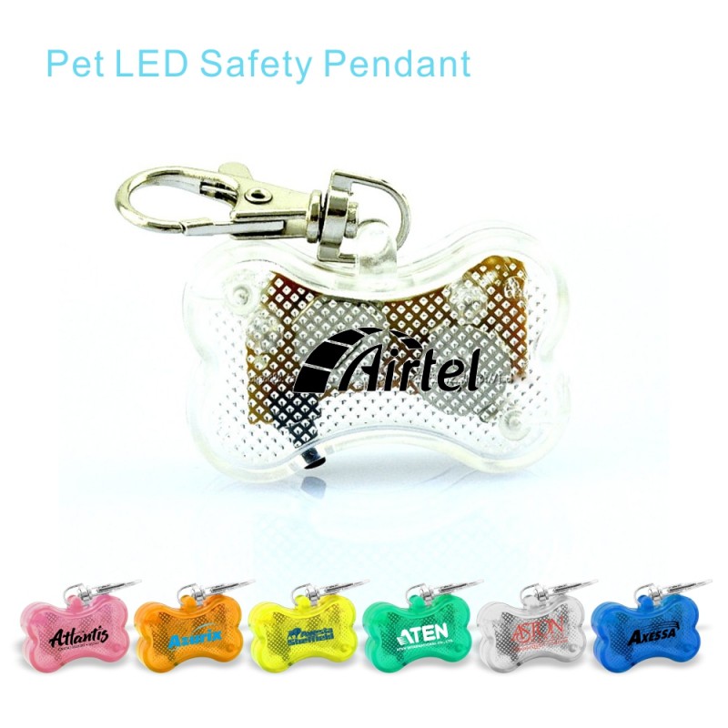 LED Dog Glow in The Dark Pet Tags Bone Shape Pet ID Tag Safety Collar